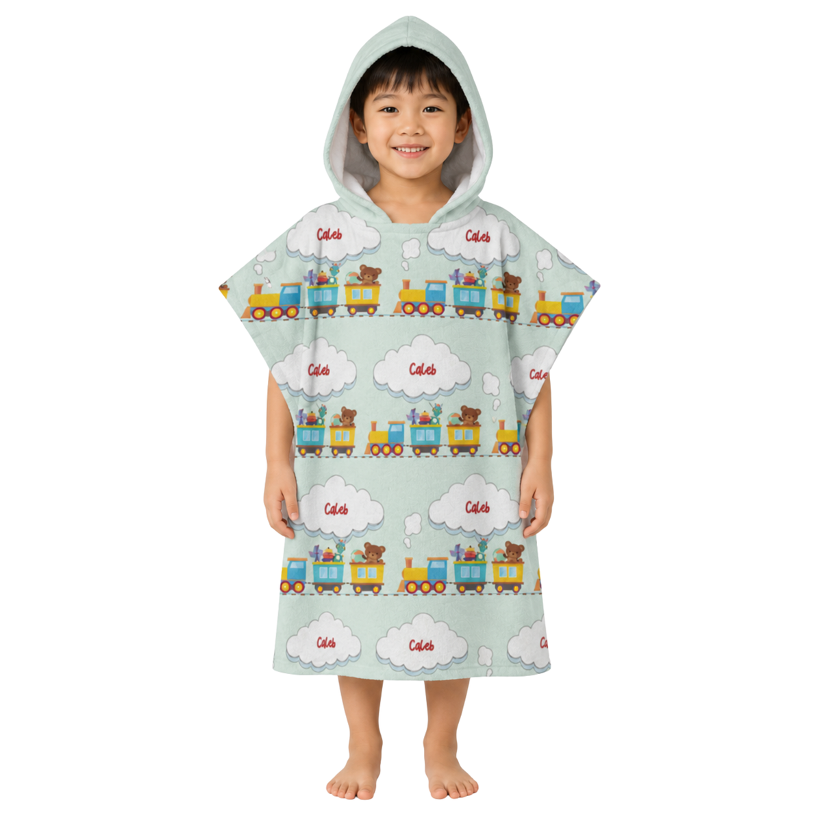 Train Design Poncho Towel