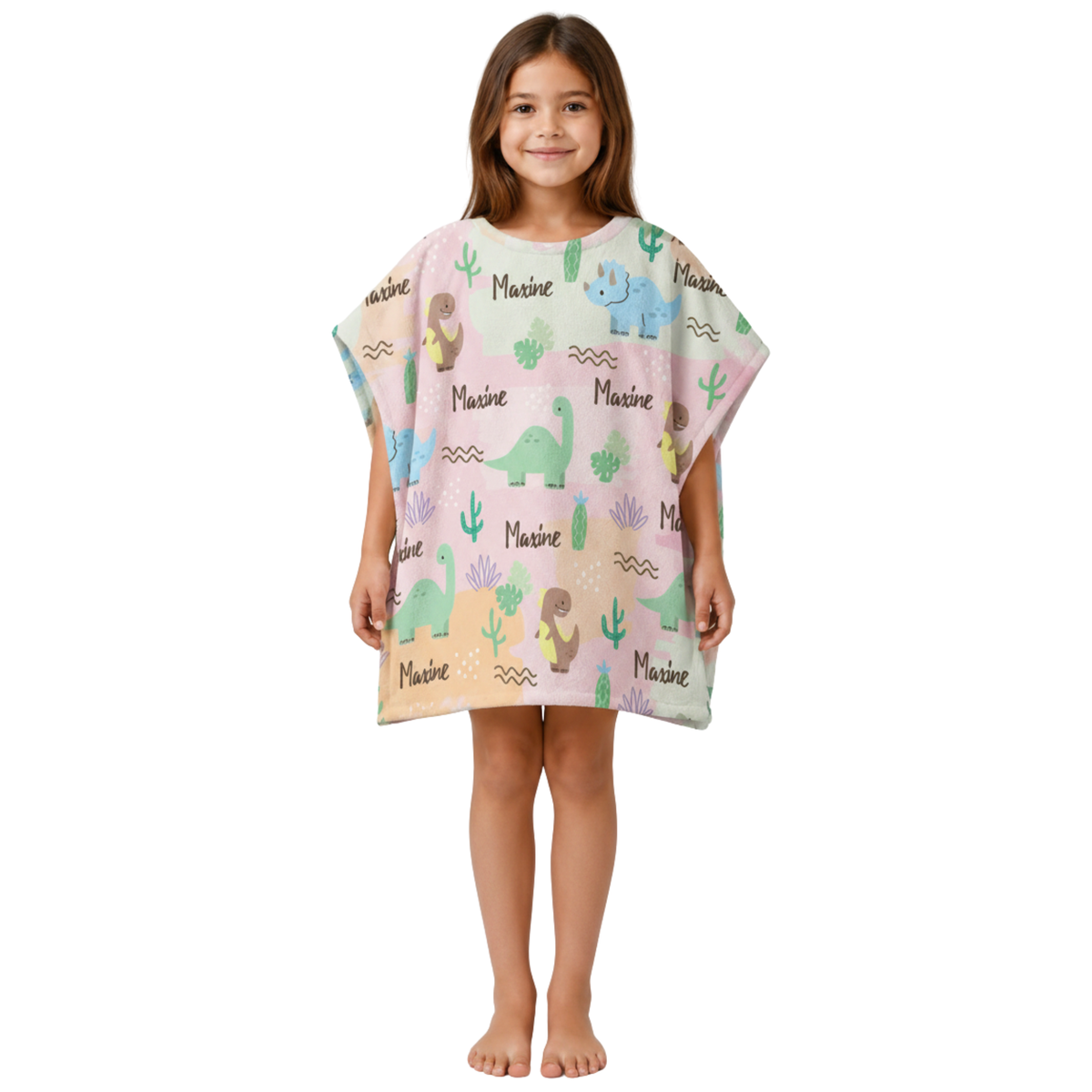 Dino Girls Design Poncho Towel