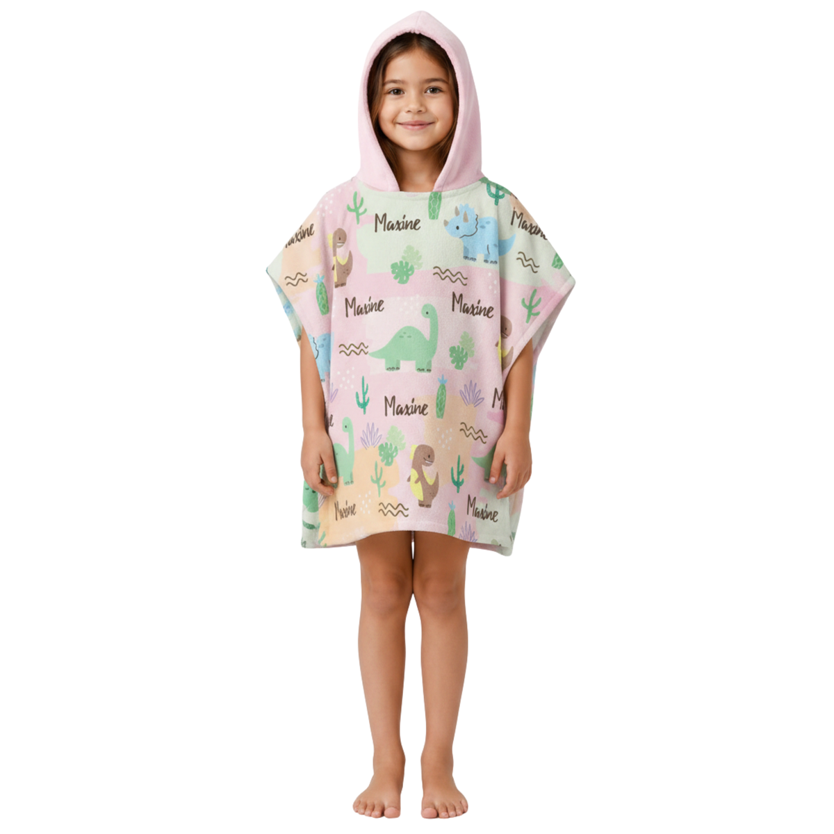 Dino Girls Design Poncho Towel