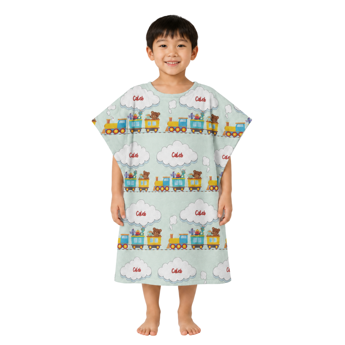 Train Design Poncho Towel