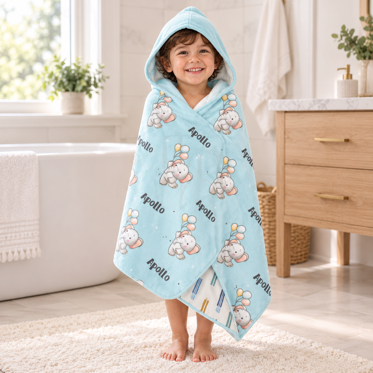 Elephant Boys Hooded Towel