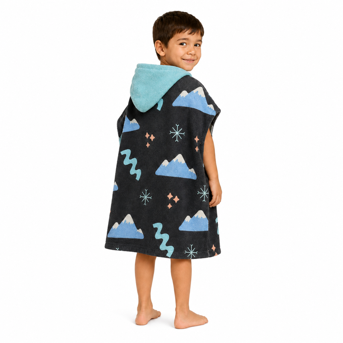Penguin Boys Design Poncho Towel