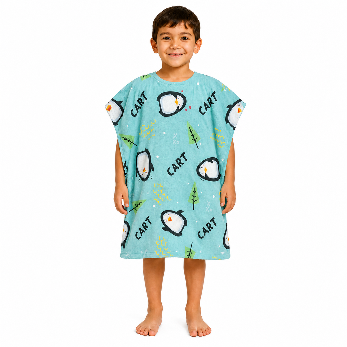 Penguin Boys Design Poncho Towel