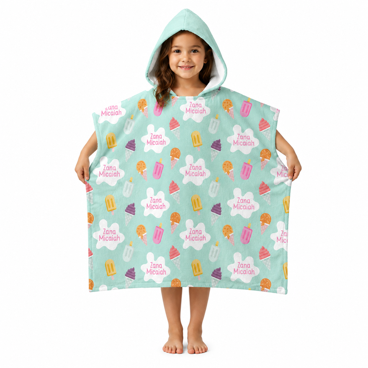 Ice Cream Design Poncho Towel