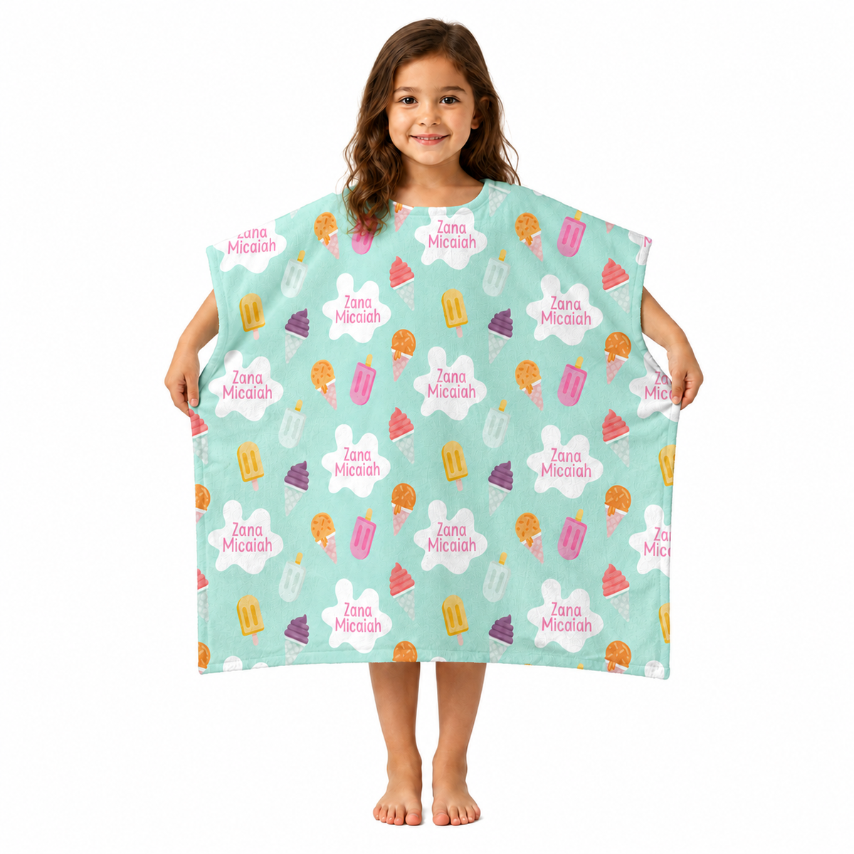 Ice Cream Design Poncho Towel