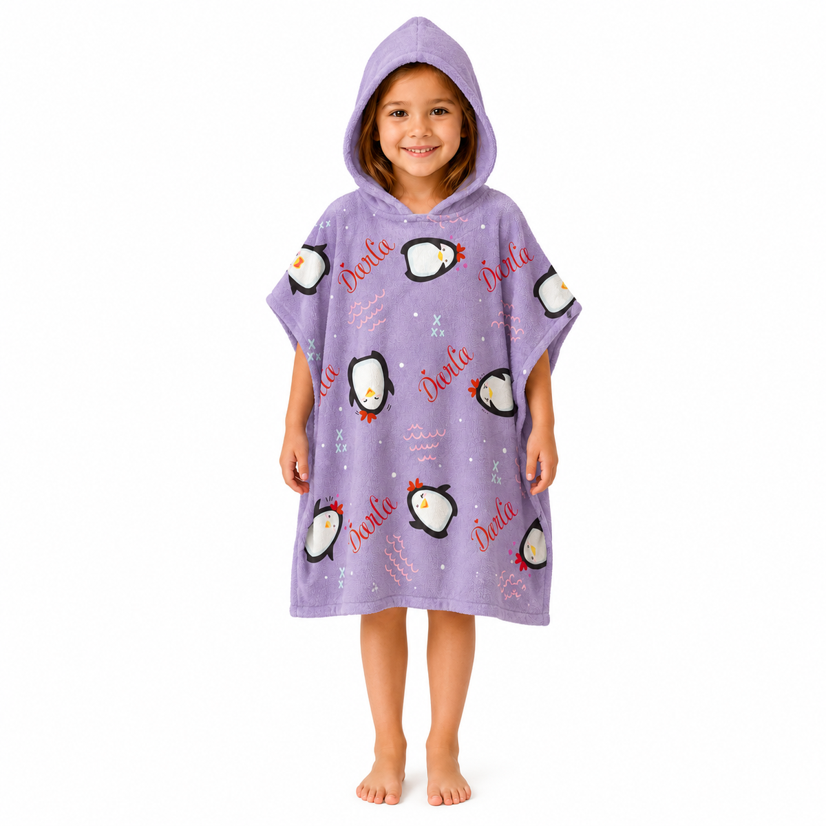 Penguin Girls Design Poncho Towel