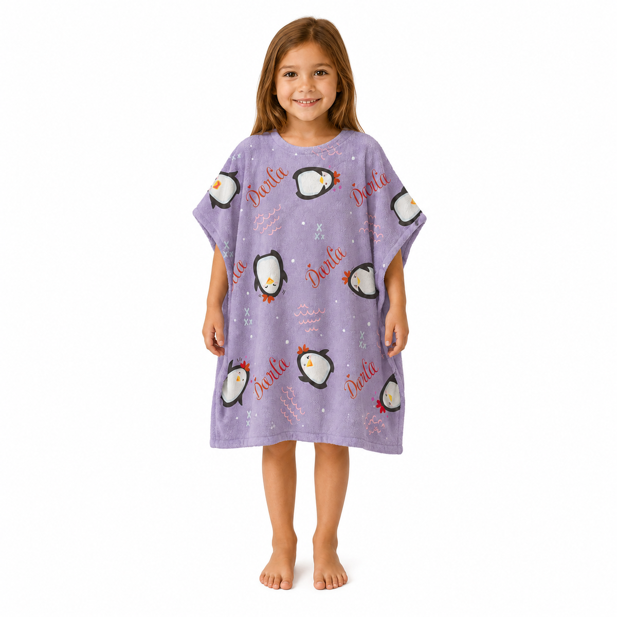 Penguin Girls Design Poncho Towel