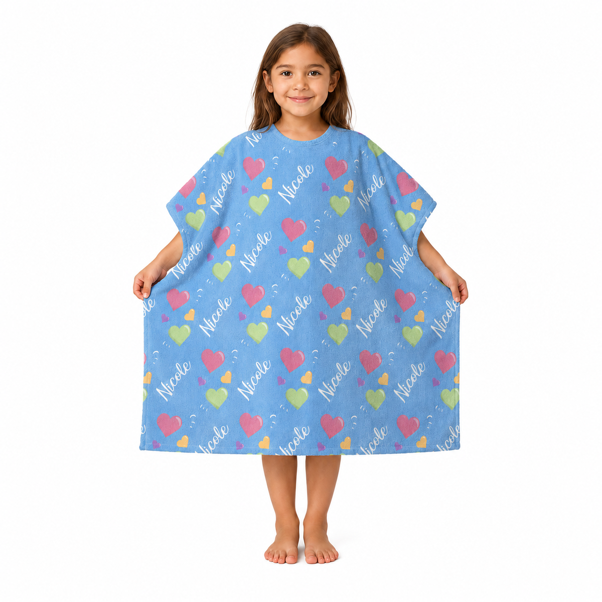 Hearts Design Poncho Towel