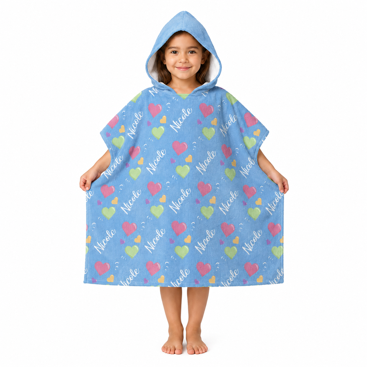 Hearts Design Poncho Towel