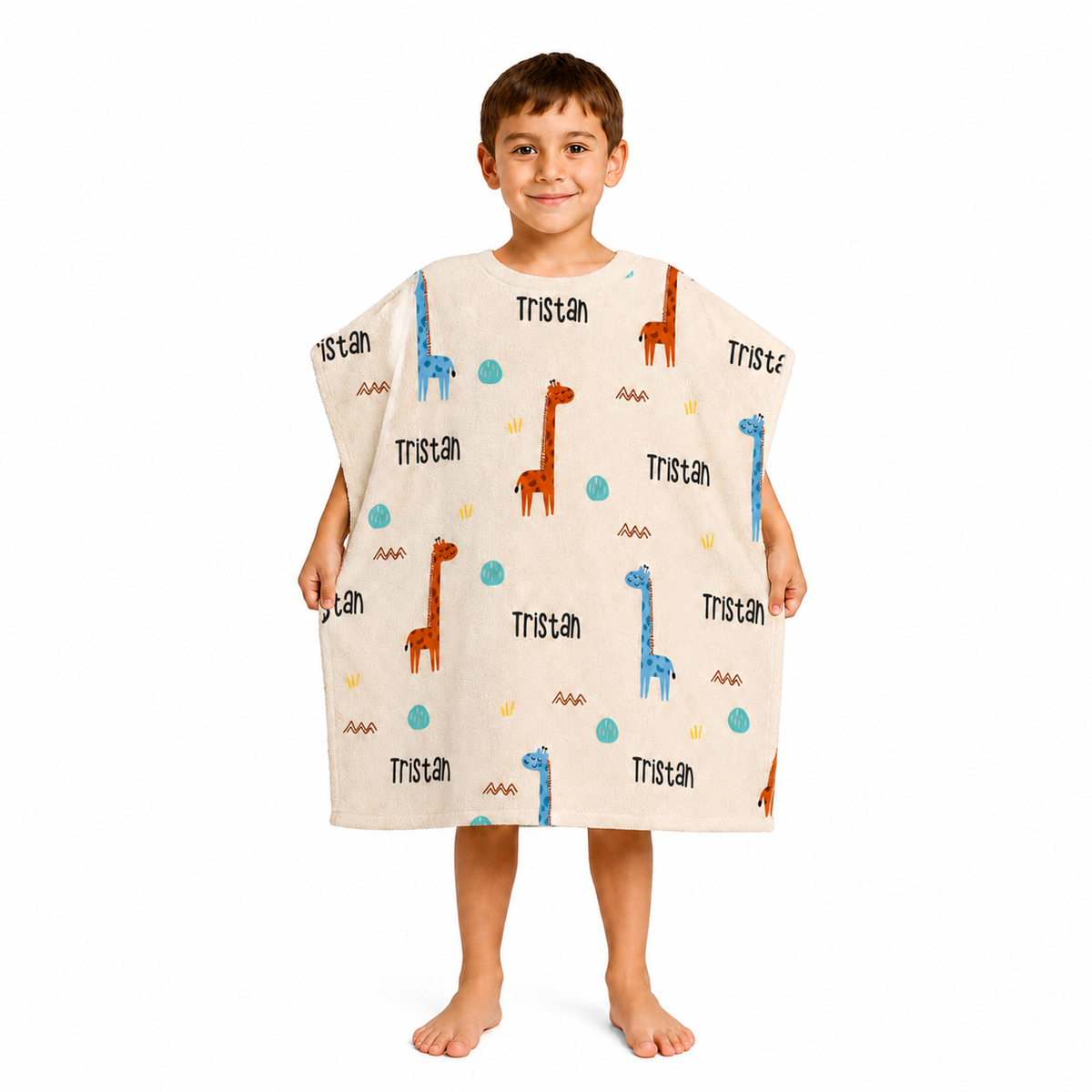 Giraffe Boys Design Poncho Towel