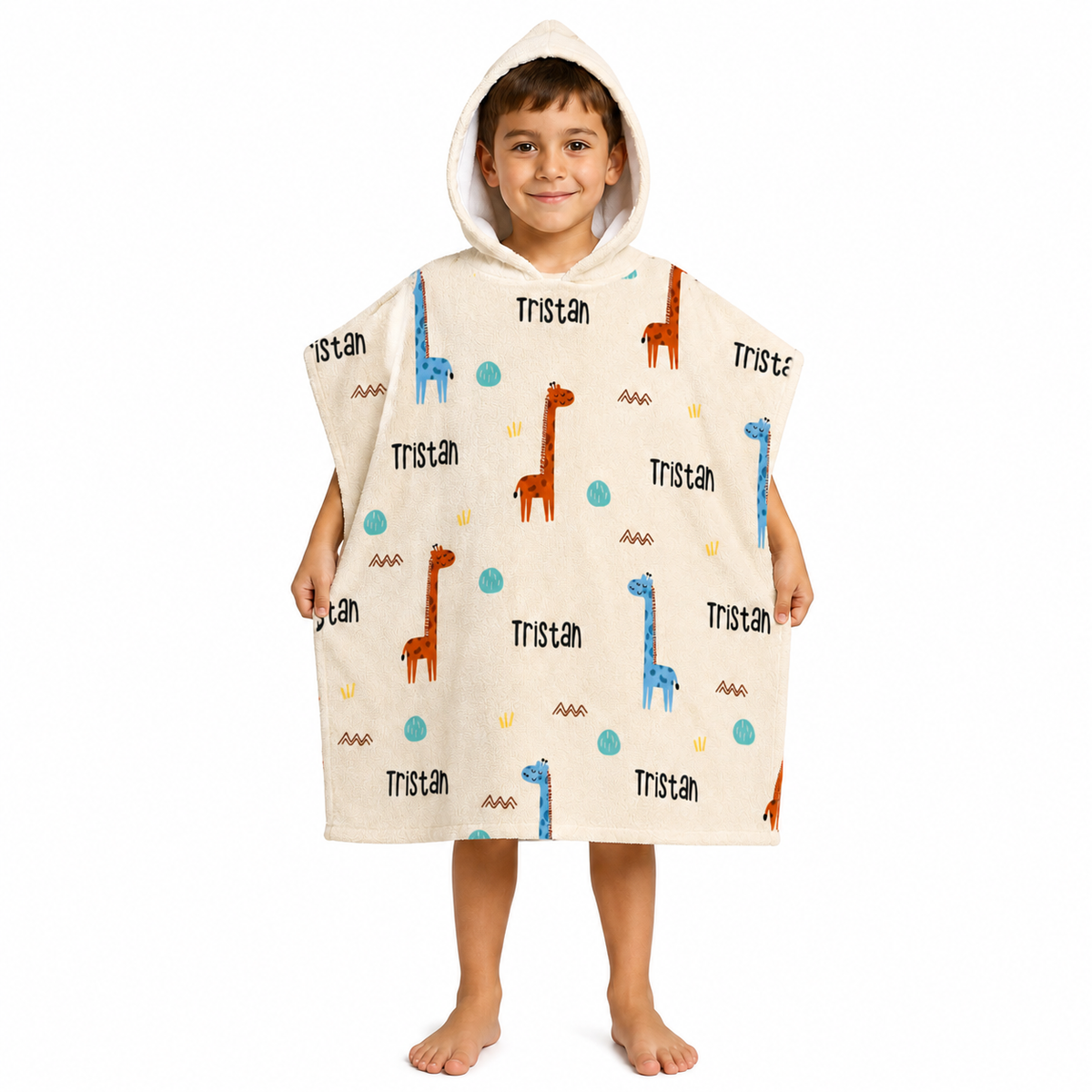 Giraffe Boys Design Poncho Towel