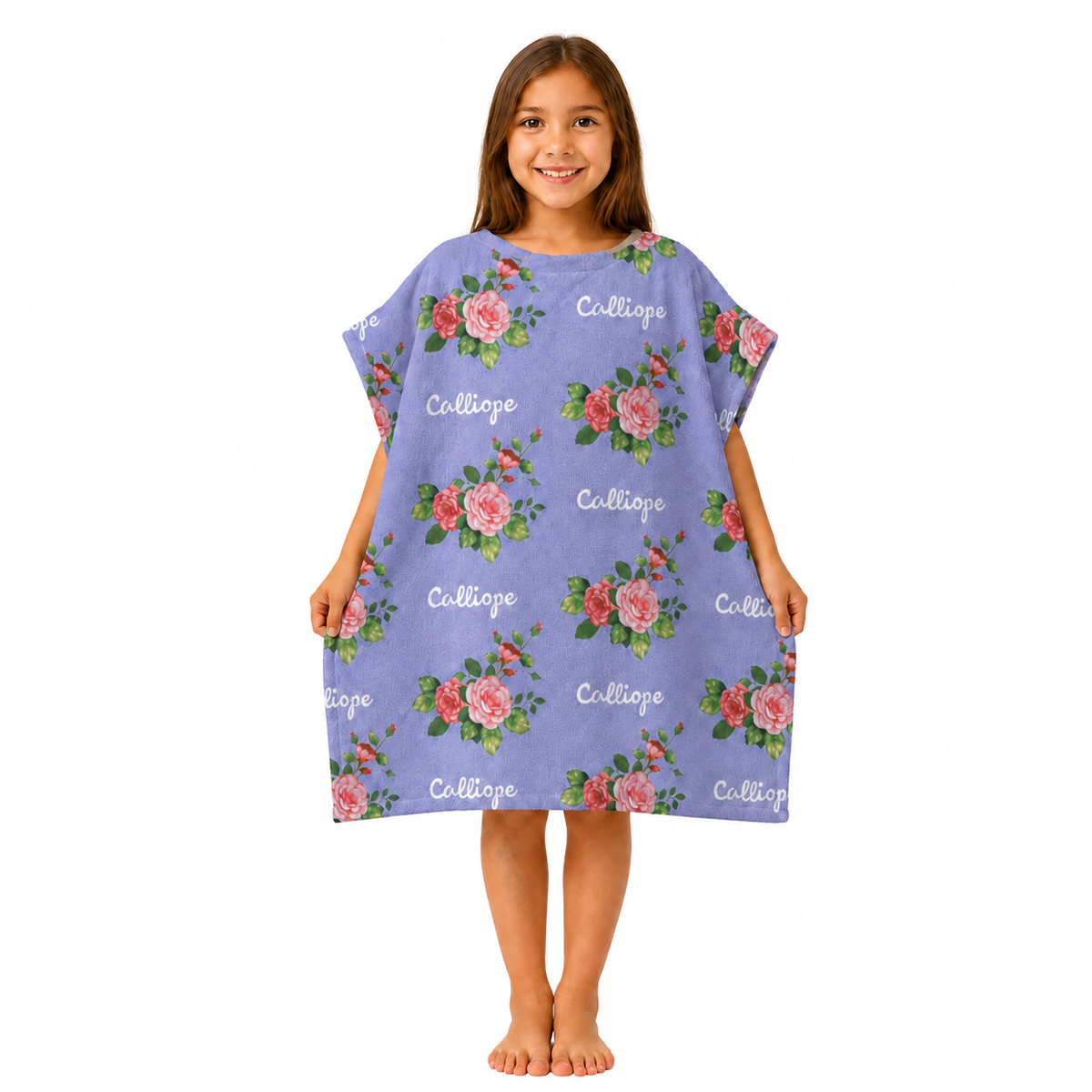 Flowers Design Poncho Towel
