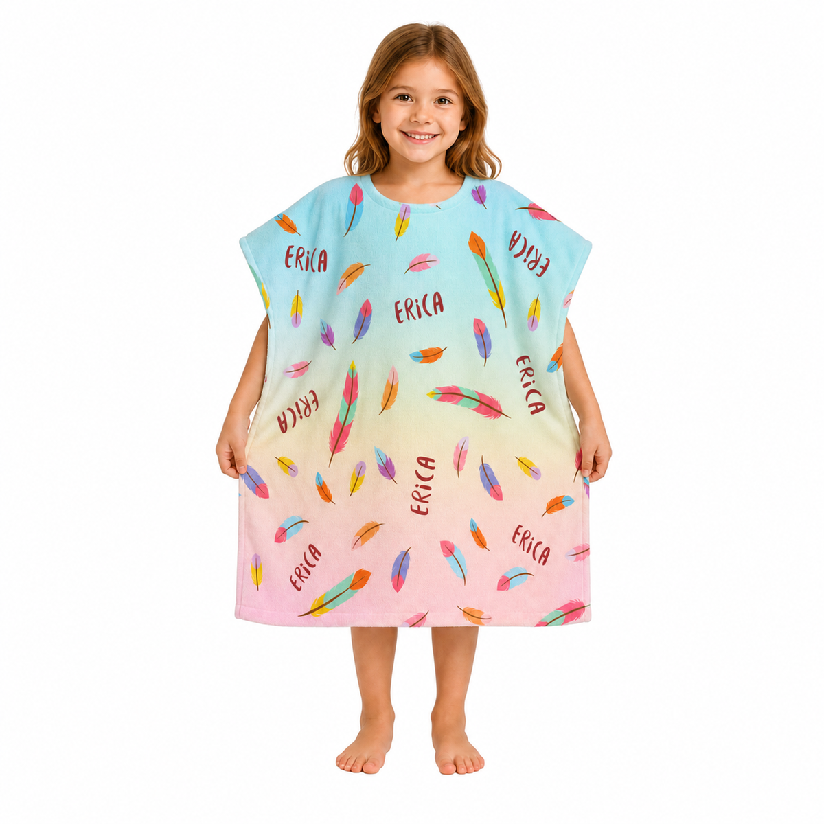 Feathers Design Poncho Towel