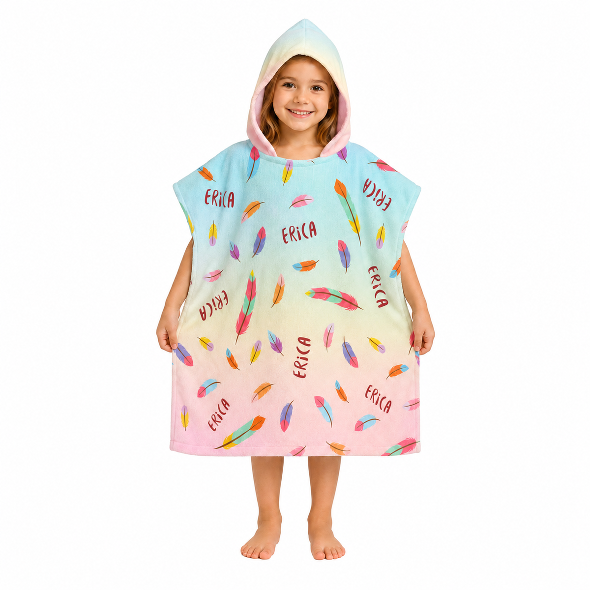 Feathers Design Poncho Towel
