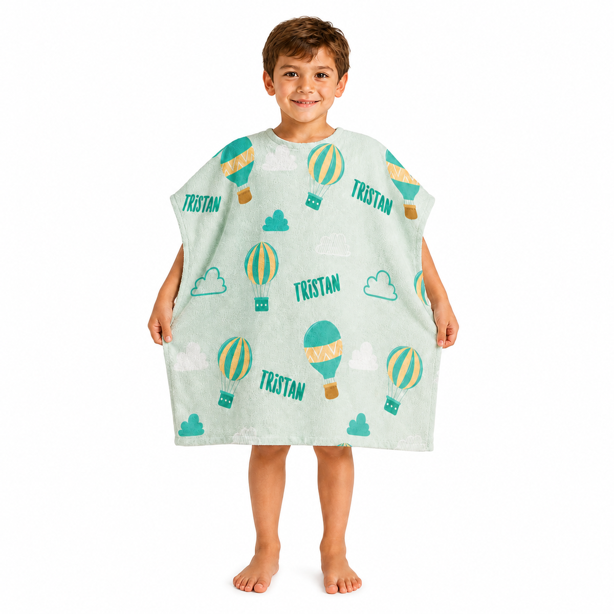 Hot Air Balloon Boys Design Poncho Towel