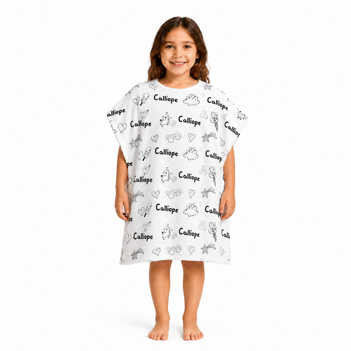 Doodle Girls Design Poncho Towel