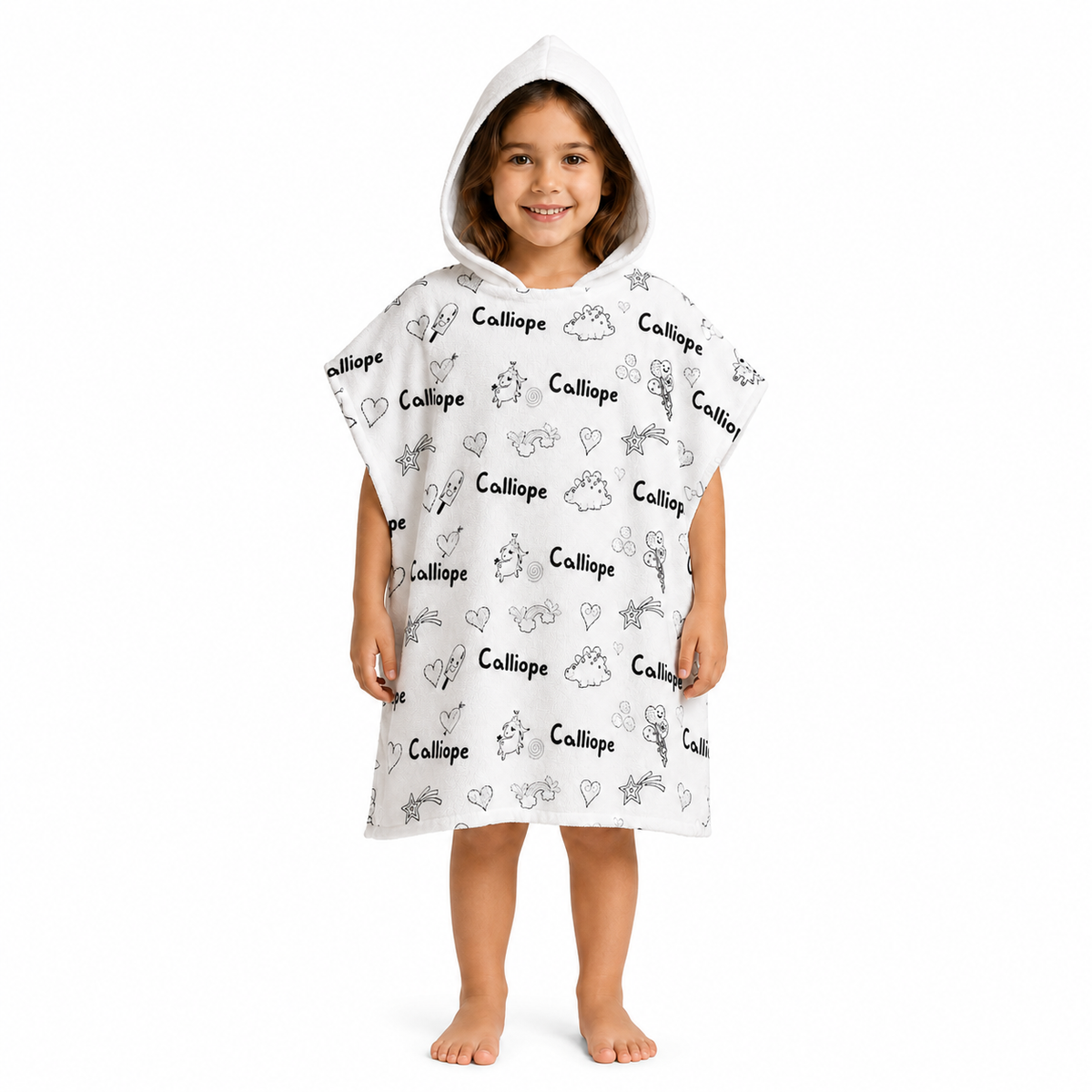Doodle Girls Design Poncho Towel