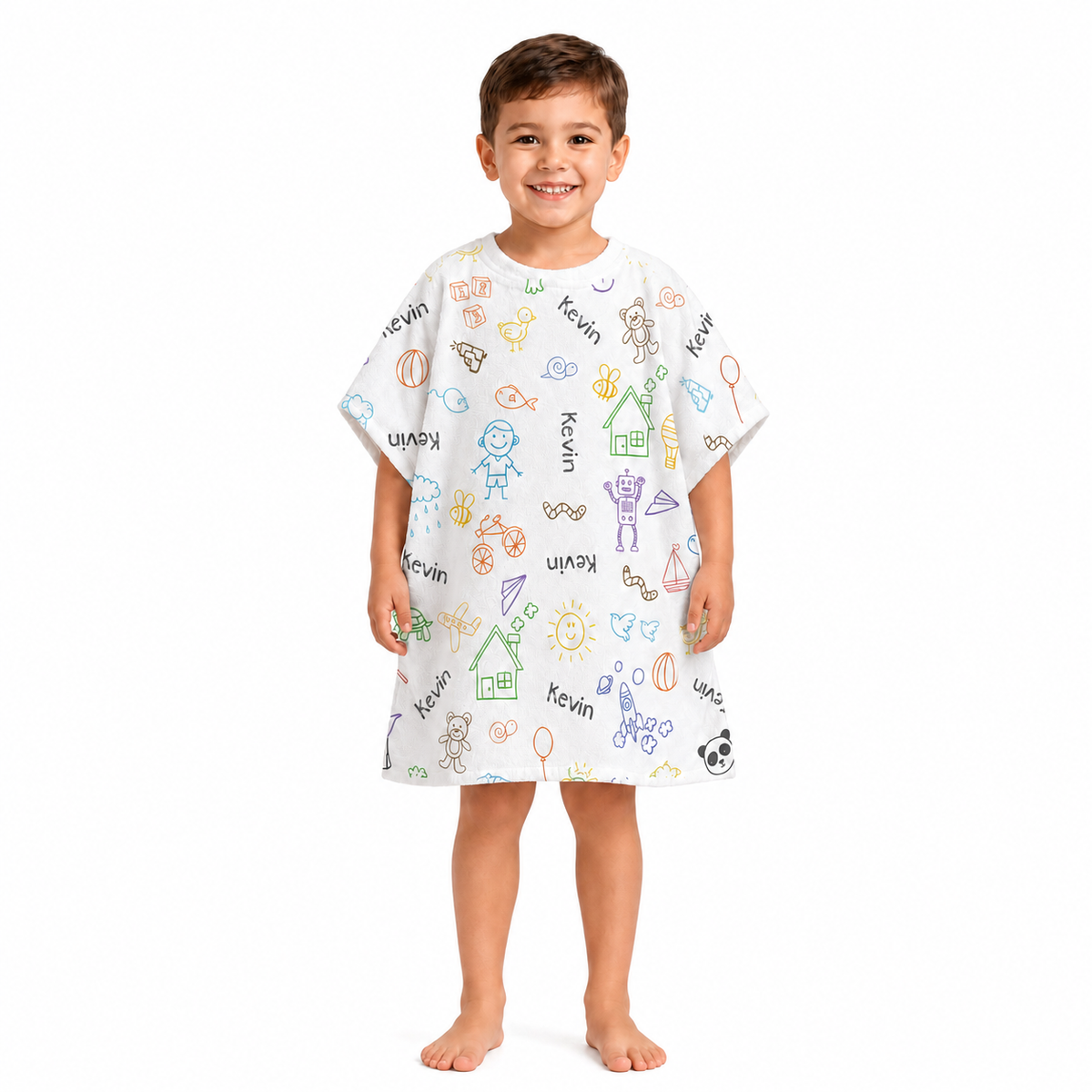 Doodle Boys Design Poncho Towel