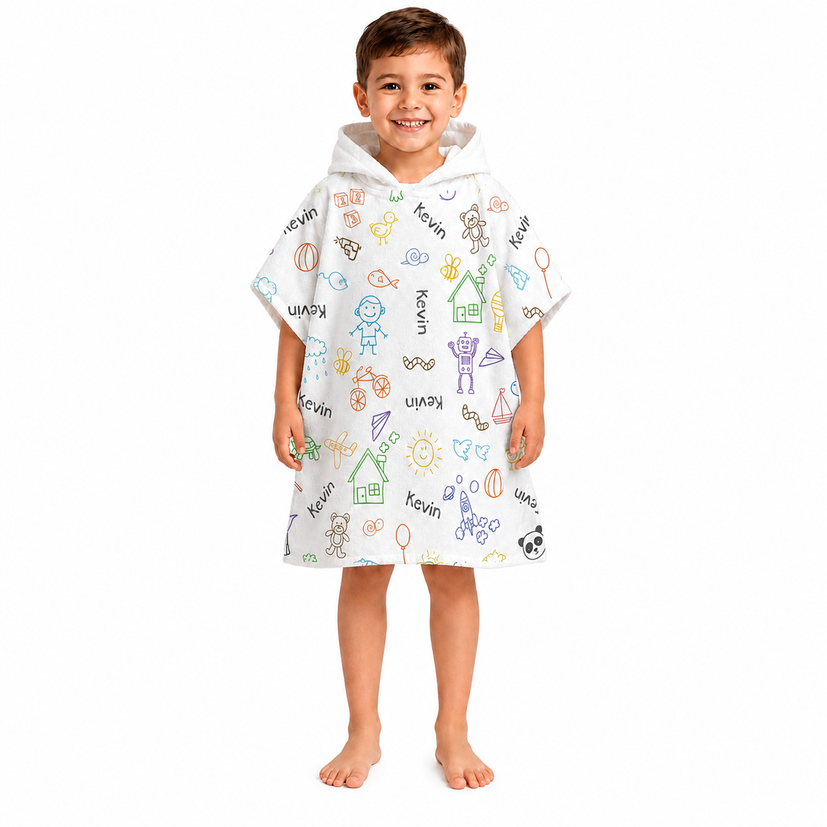 Doodle Boys Design Poncho Towel