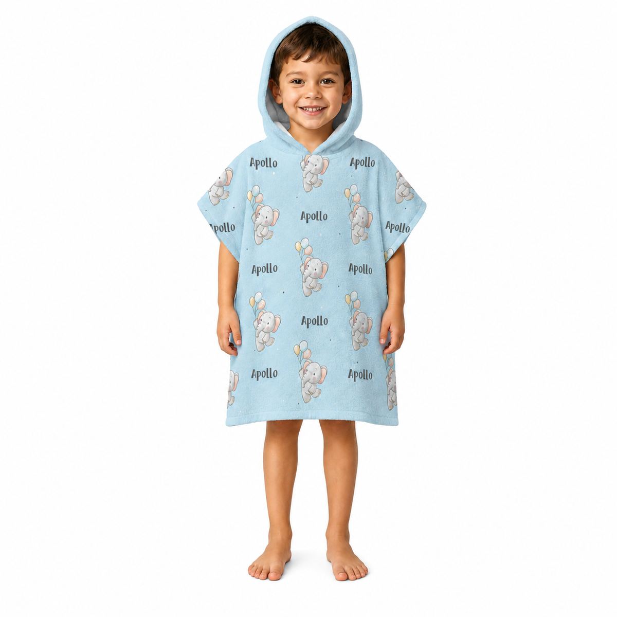 Elephant Boys Design Poncho Towel