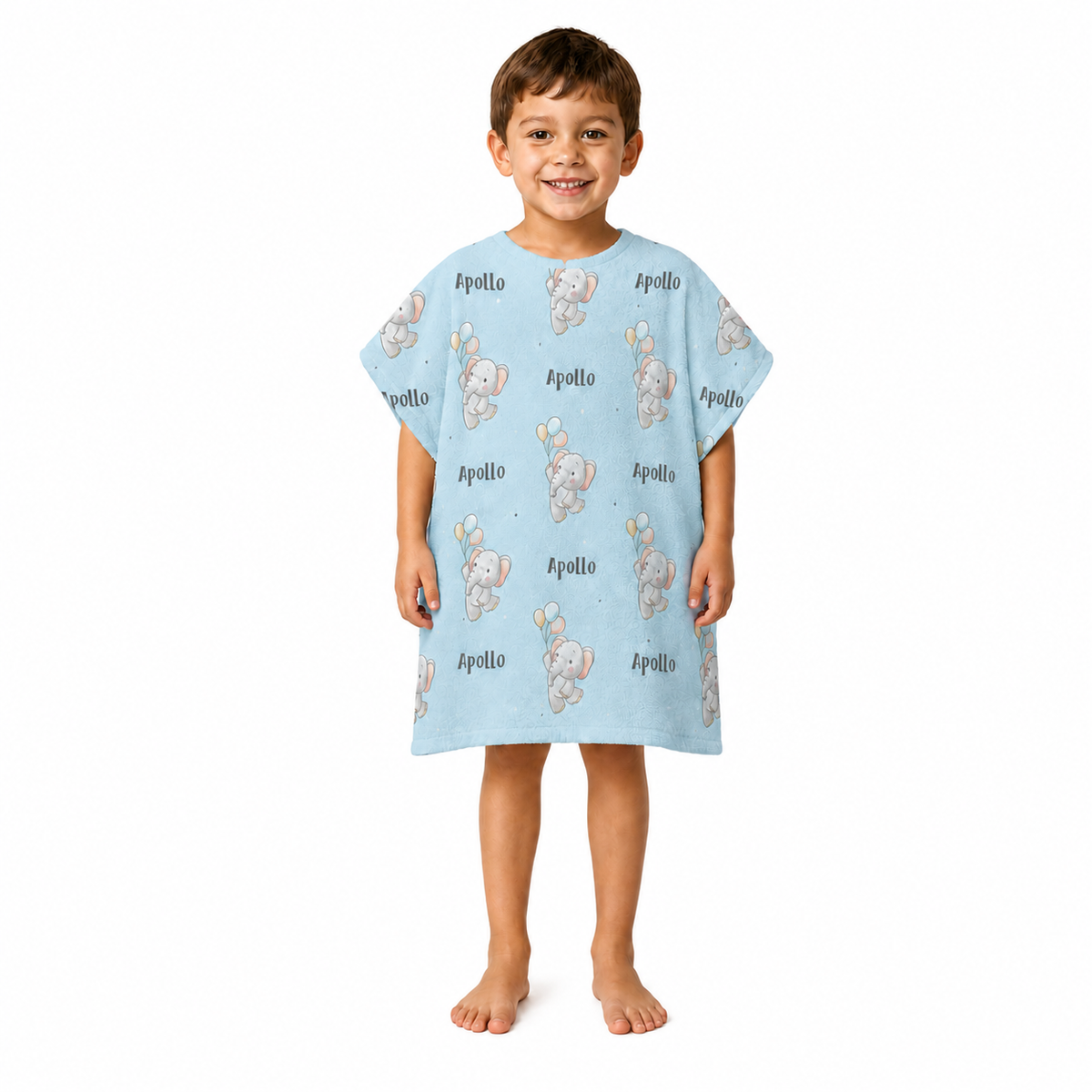 Elephant Boys Design Poncho Towel