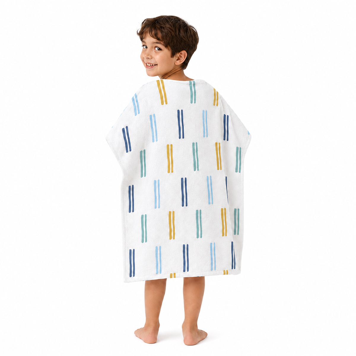 Elephant Boys Design Poncho Towel