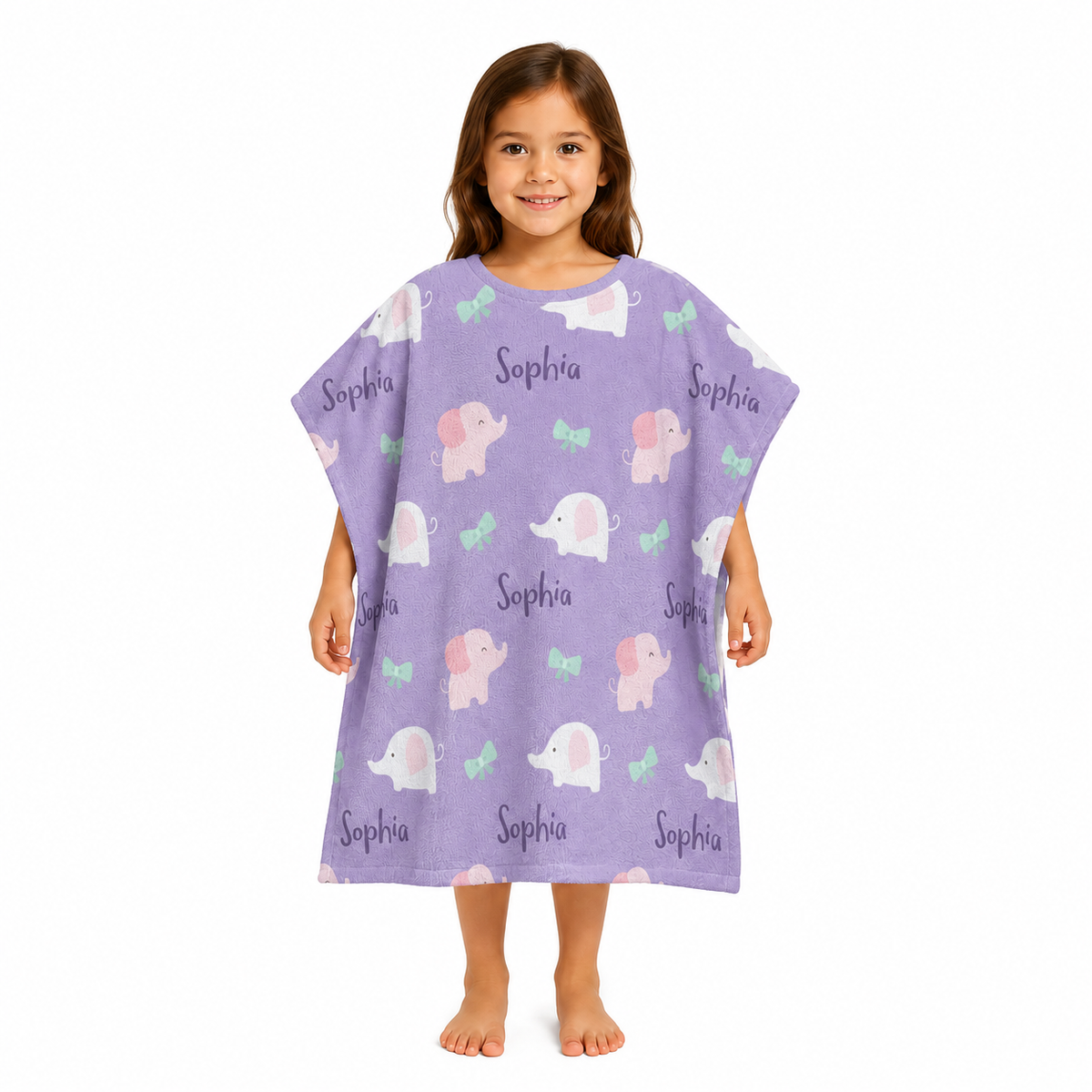 Elephant Girls Design Poncho Towel
