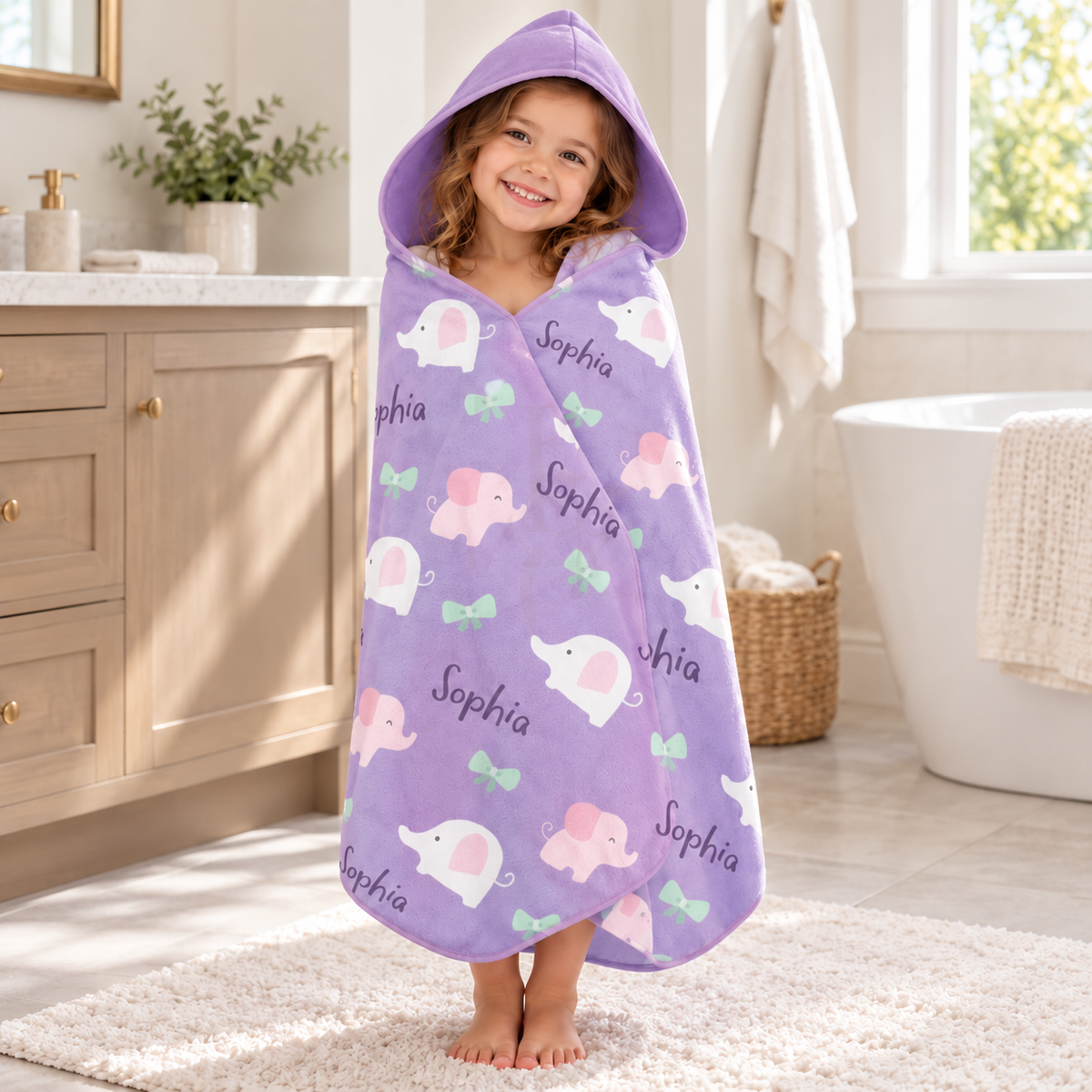 Elephant Girls Hooded Towel