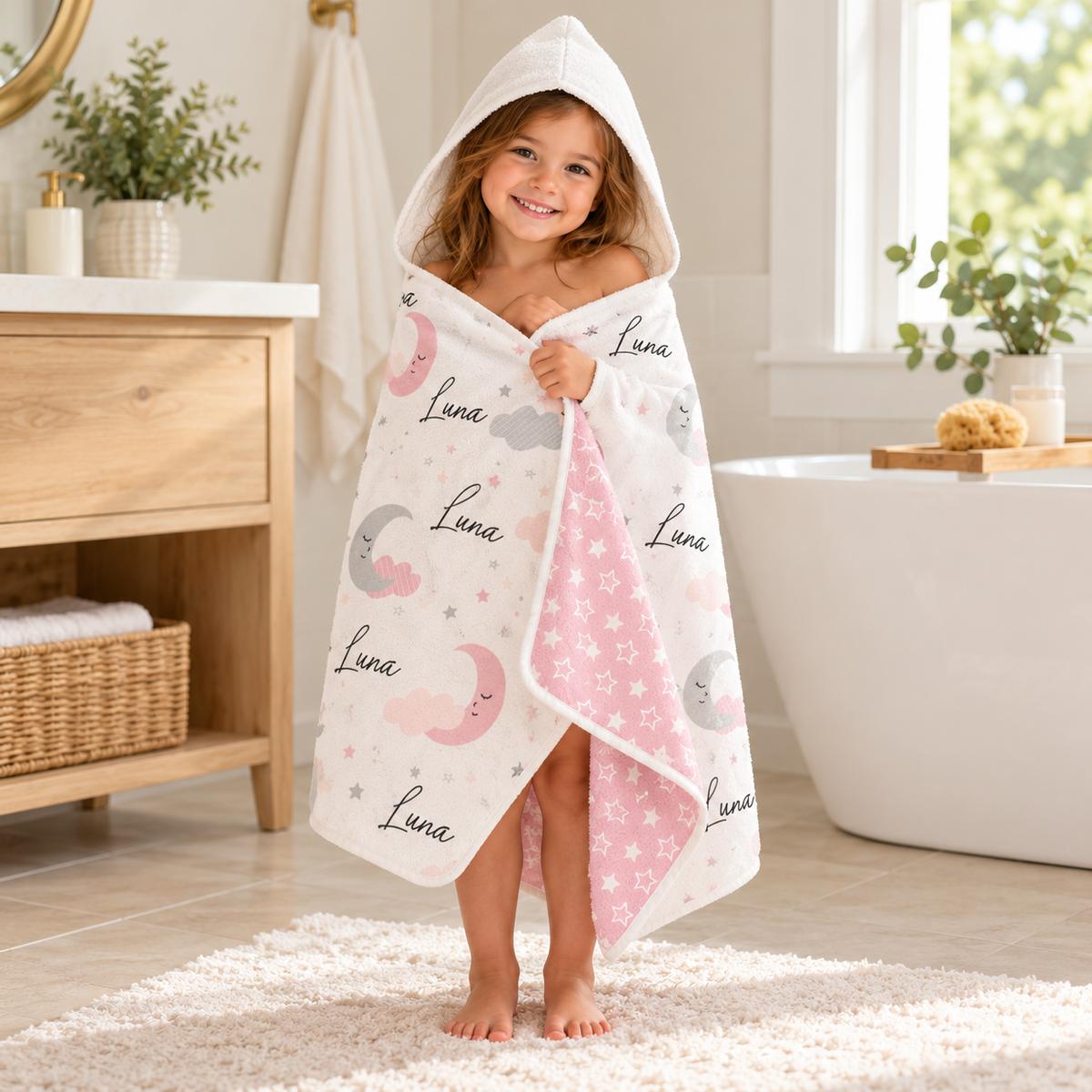 Moon and Stars Hooded Towel