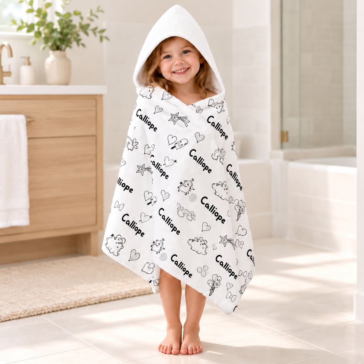 Doodle Girls Hooded Towel