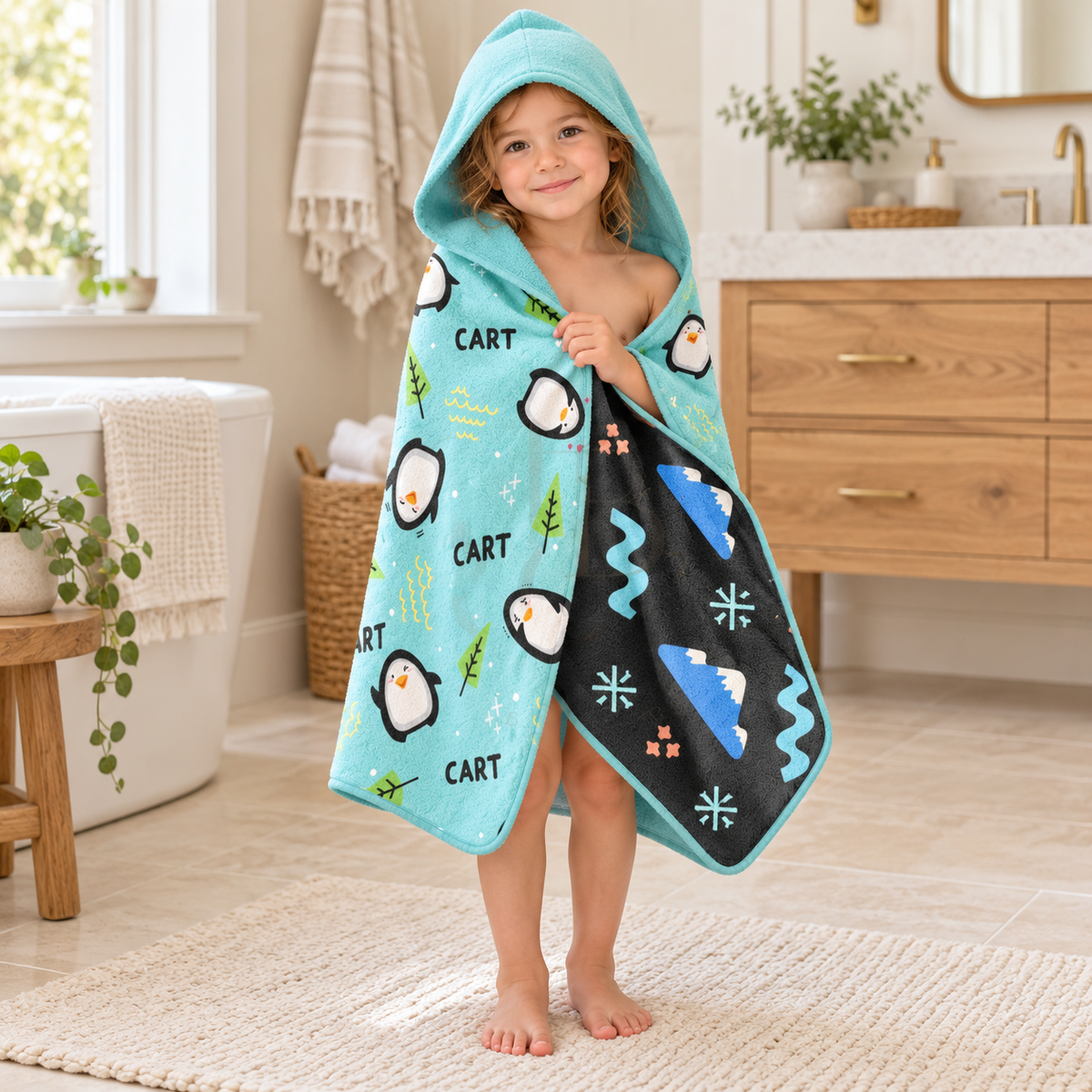 Penguin Boys Hooded Towel